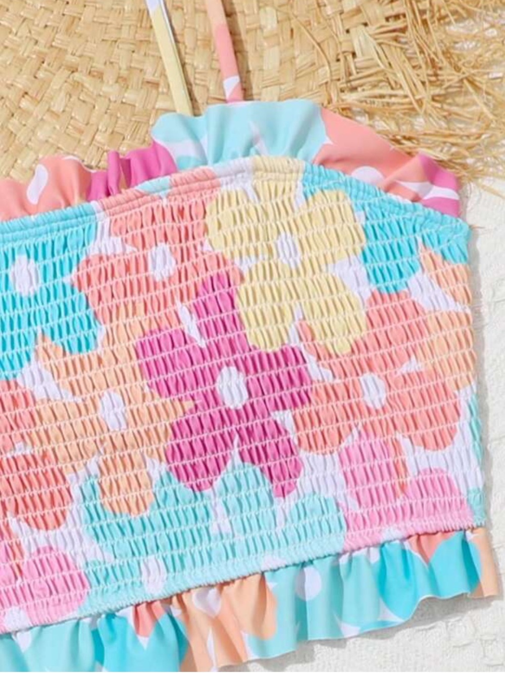 New Teen Pastel Floral Smocked Two Piece - Pink, Blue, Yellow, Peach. Size 14